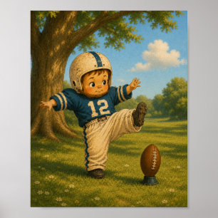 Kleiner Fußballkicker Vintage-Kinderzimmerposter Poster