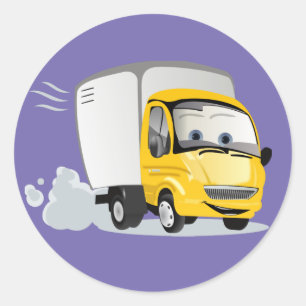 Kleiner Gelber Cartoon LKW für Kinder! Runder Aufkleber