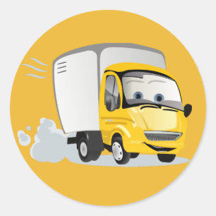 Kleiner Gelber Cartoon LKW für Kinder! Runder Aufkleber