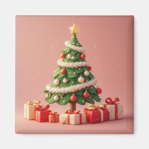 Kleiner geschmückter Weihnachtsbaum mit Geschenken Magnet