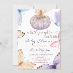 Kleiner Glitzer Pumpkin Butterflies Babydusche Einladung