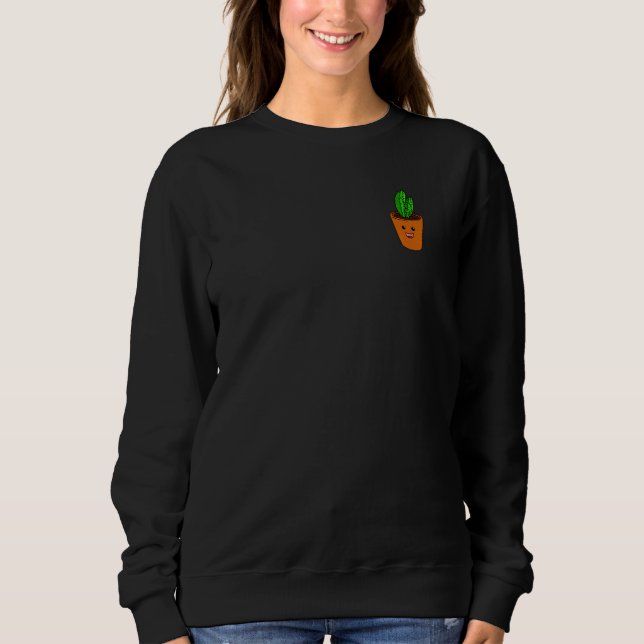 Kleiner glücklicher Blume Pot mit Mini-Kaktus Swee Sweatshirt (Vorderseite)