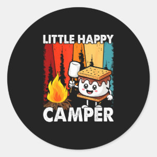 Kleiner glücklicher Camper lustiger Junge Mädchen Runder Aufkleber