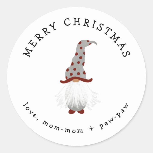 Kleiner Gnome Weihnachtssticker Runder Aufkleber (Vorderseite)