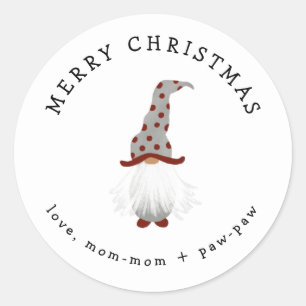 Kleiner Gnome Weihnachtssticker Runder Aufkleber