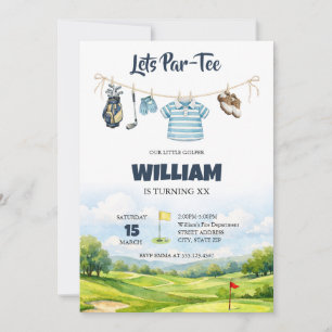 Kleiner Golfer Par-Tee Aquarell Golf Geburtstag Einladung