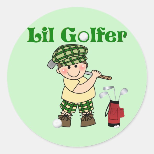 Kleiner Golfer Runder Aufkleber (Vorderseite)