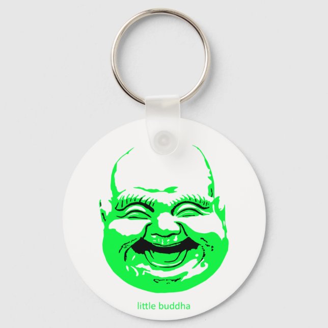 kleiner grüner Lachen-Buddha Schlüsselanhänger (Vorderseite)