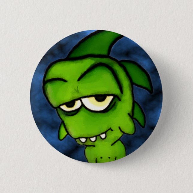 Kleiner grüner Monster-Knopf Button (Vorderseite)