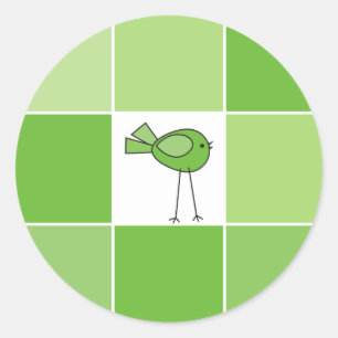 kleiner grüner Vogel Runder Aufkleber