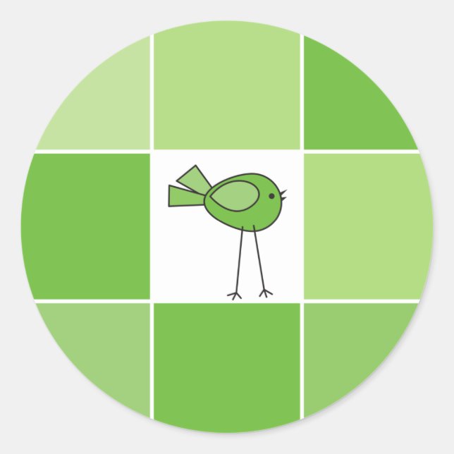 kleiner grüner Vogel Runder Aufkleber (Vorderseite)