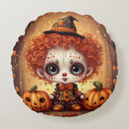 kleiner Halloween Clown 1 Rundes Kissen