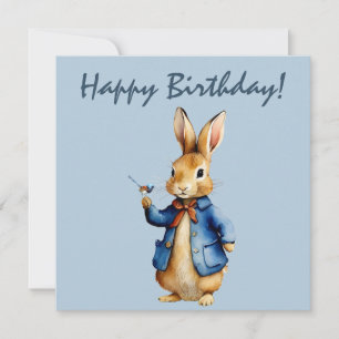 Kleiner Hase hält Willy Wagtail Alles Gute zum Geb Karte