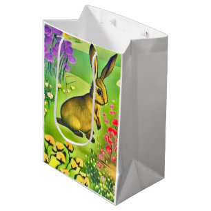 Kleiner Hase in Blumen Mittlere Geschenktüte