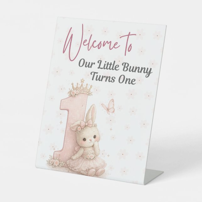 Kleiner Hase wird Eins Willkommensschild Sockelschild (Vorderseite)