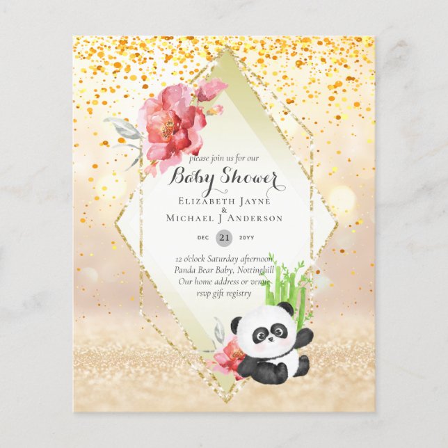 KLEINER HAUSHALT Panda BABY SHOWY Einladung Flyer (Vorne)