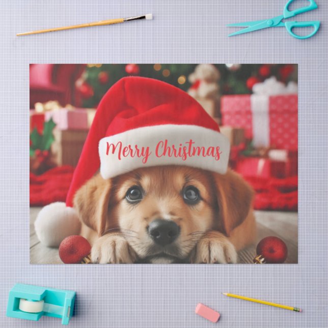 Kleiner Helfer-Welpe des Weihnachtsmanns Seidenpapier (Basteln)