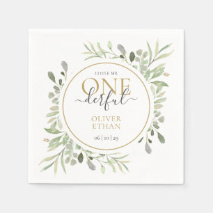 Kleiner Herr ONEderful Elegant Boy First Birthday Serviette