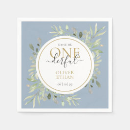 Kleiner Herr ONEderful Elegant First Birthday Blue Serviette