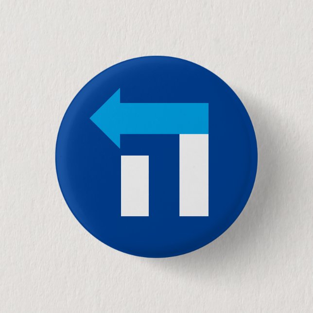 Kleiner Hillary-Hebräer-he Knopf - Blau/Weiß Button (Vorderseite)