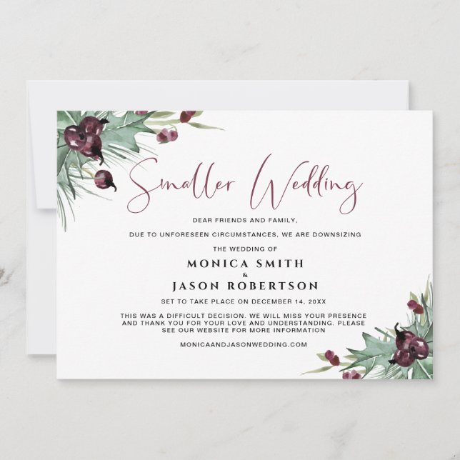 Kleiner Hochzeitstag Lila Berries Holly Ankündigung (Vorderseite)