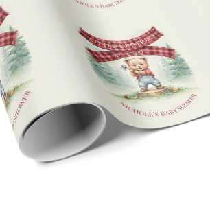 Kleiner Holzfäller ist auf dem Weg Jungen-Baby-Par Geschenkpapier
