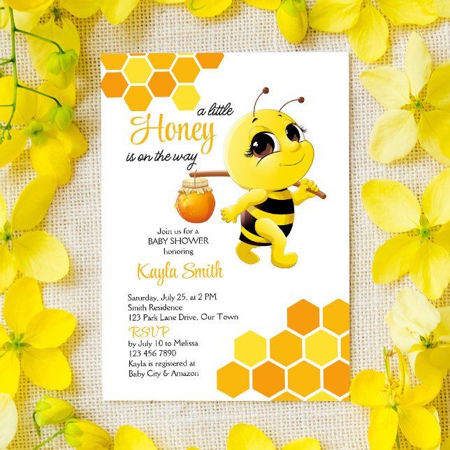 Kleiner Honig ist auf dem Weg niedliche Bienenbaby Einladung (Von Creator hochgeladen)