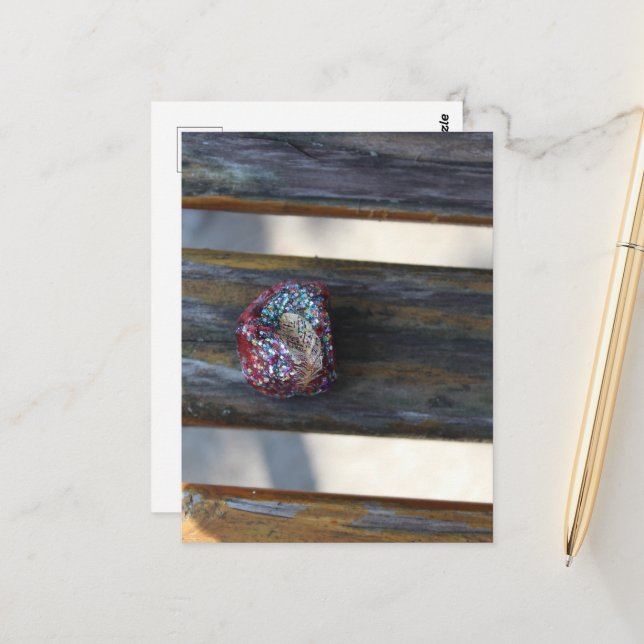 Kleiner Hörstein Auf der Bank versteckt Postkarte (Vorderseite/Rückseite Beispiel)