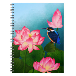 Kleiner Hummingvogel und große Blume Notizblock