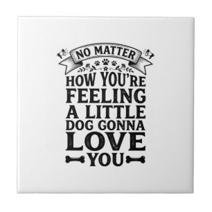 Kleiner Hund Liebt Dich Vintage-Typografie-Design_ Fliese