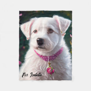 Kleiner Hund und Rose Fleecedecke
