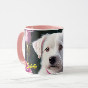 Kleiner Hund und Rose Tasse