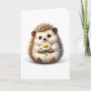 Kleiner Igel mit Gänseblümchen leere Natur-Grußkar Karte