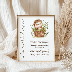 Kleiner Igel Späte Nacht Windel Baby Shower Spiel Poster
