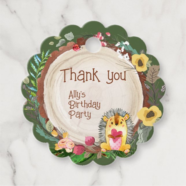 Kleiner Igel Woodland Animal Party Geschenkanhänger (Vorderseite)