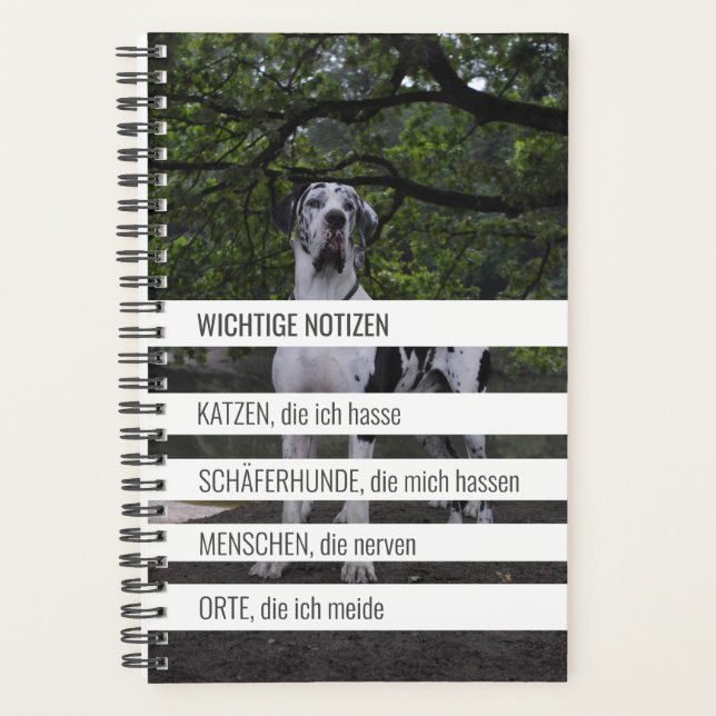 Kleiner ironischer Planer mit Doggen (Vorderseite)