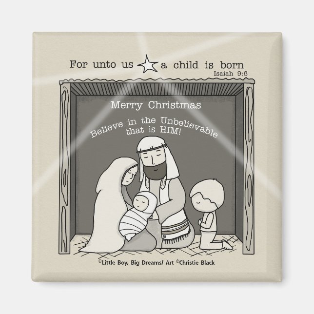 Kleiner Junge an der Manger-Merry-Weihnachtsfeier Magnet (Vorne)