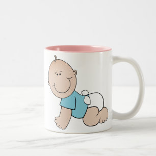 Kleiner Junge krabbelnd, Ballons zweifarbige Keram Tasse