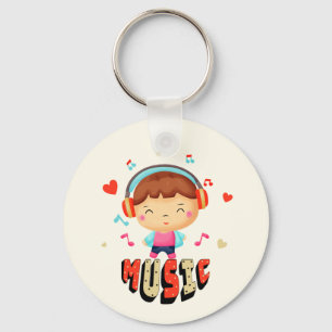 Kleiner Junge mit Musik Schlüsselanhänger