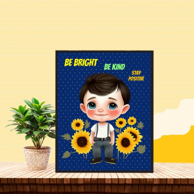 Kleiner Junge mit Sonnenblumen Poster (Von Creator hochgeladen)