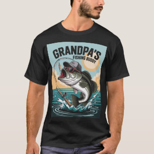 Kleiner Junge Opa Angelkumpel Bass Angler Y T-Shirt