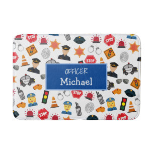 Kleiner Junge Polizist Pattern Bath Mat Badematte