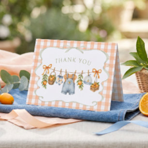 Kleiner Junge Süßer Orange Baby Shower Dankeschön Dankeskarte