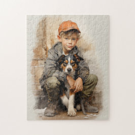 Kleiner Junge und Hund