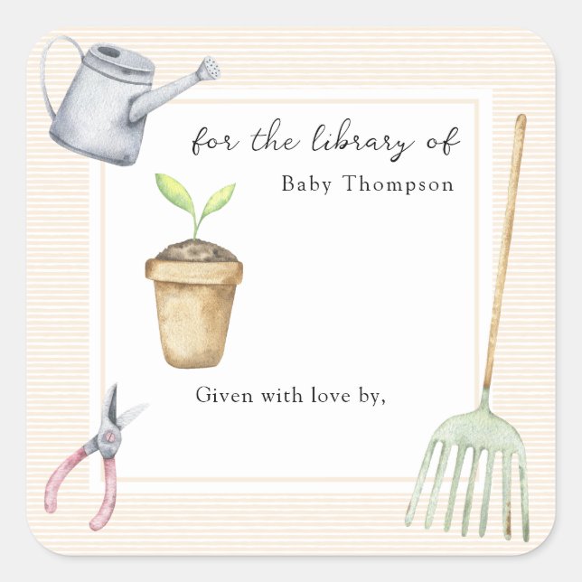 Kleiner Keim für die Bibliothek Quadratischer Aufkleber (Vorderseite)