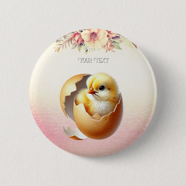Kleiner Kick-Hatching-Floral-Button Button (Vorderseite)
