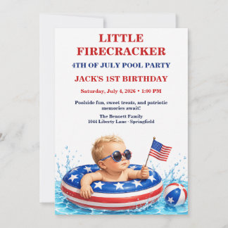 Kleiner Knallfrosch 1. Geburtstag Patriotisch  Einladung