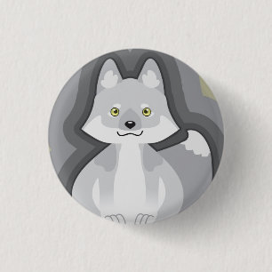 Kleiner Knopf des weißen Wolfs Button