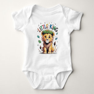 Kleiner König Buntstift Stil Löwenjunges Baby Strampler