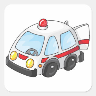 Kleiner Krankenwagen Quadratischer Aufkleber